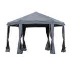 Outsunny 3.2M Pop Up Gazebo Hexagonal Canopy Tent Outdoor With Bag - Grey