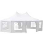 Outsunny 10 Sides Heavy Duty Tent Gazebo Outdoor Party Wedding Event Marquee - White