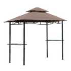 Outsunny Outdoor Double-tier Bbq Gazebo Shelter Grill Canopy Barbecue Tent Patio - Brown