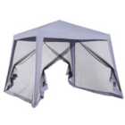 Outsunny Outdoor Gazebo Canopy Tent With Mesh Screen Walls - Grey
