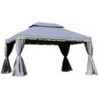Outsunny 3X4M 2-tier Gazebo Aluminium Garden Marquee Party Tent Canopy - Grey