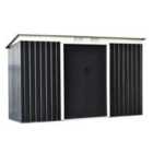 Outsunny 9 X 4Ft Outdoor Garden Storage Shed With 2 Door Galvanised Metal - Grey