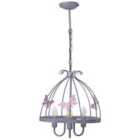 Milagro Chandelier Kago 3 x E14 Grey And Pink