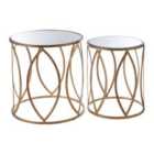 Set Of 2 Gold Finish Glass Nested Tables