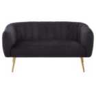 Luxe Two Seater Black Velvet Sofa