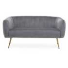 Luxe Two Seater Grey Velvet Sofa