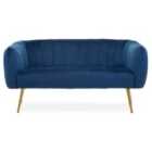 Luxe Two Seater Blue Velvet Sofa
