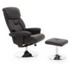 Fusion Black Leather Chair With Footstool