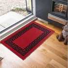 Non Slip Greek Key Design Doormats Red Black