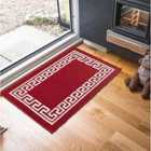 Non Slip Greek Key Design Doormats Red White