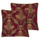 Paoletti Shiraz Polyester Filled Cushions Twin Pack Burgundy