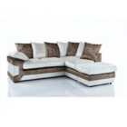 Dennata Modern Crushed Velvet Corner Sofa Right Hand Silver And Mink
