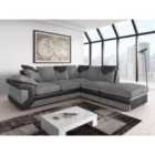 Dennata Modern Jumbo Cord Corner Sofa Right Hand Grey And Black