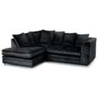 Canolo Luxury Left Hand Corner Chaise Crushed Velvet Sofa Black