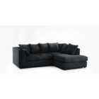 Canolo Luxury Right Hand Corner Chaise Jumbo Cord Sofa Black