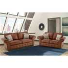 Oakana Luxury Bonded Leather 3+2 Sofa Set Brown
