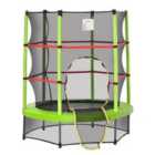 Jouet Kids 140cm Trampoline with Enclosure Net - Green/Red/Black