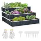 Outsunny 3 Tier Raised Garden Bed Metal Elevated Planer Box Easy Assembly