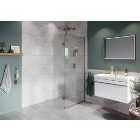 Hadleigh 8mm Brushed Nickel 700mm Frameless Wetroom Screen with Ceiling Arm & 350mm Pivot Panel