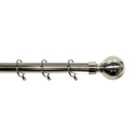 Large Studded Ball Finial Curtain Pole 28mm Polished Steel 180 - 340 Cm