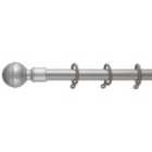 16/19mm Satin Steel Ball Finial Curtain Pole 120 - 210 Cm