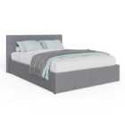 End Lift Double Ottoman Bed Grey Faux Leather