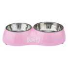 Bunty Melamine Double Dog Bowl - Pink - Large