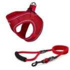 Bunty Voyage Harness Medium Red and Clip-on Rope Lead Large Red