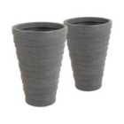 Charles Bentley Pair Of Tall Trojan Round Charcoal Planters
