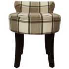 Techstyle Watsons Low Back Chair / Padded Stool With Wood Legs Mink Check