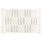 The Linen Yard Tassel Stitch Woven Cotton Anti-slip Bath Mat Sage/Ivory