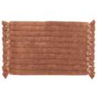 The Linen Yard Ribbed Tassel Cotton Woven Anti-slip Bath Mat Pecan