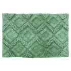 The Linen Yard Diamond Tufted Knitted Cotton Anti-slip Bath Mat Green