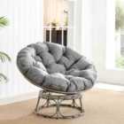 Furniture Box Moon Chair Grey Rattan Cushioned Outdoor Chair