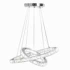 Livingandhome Modern 2 Tier Circular Adjustable Crystal Integrated LED Ceiling Pendant Light 60cm Cool White