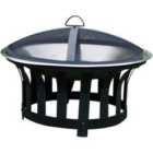 Kingfisher 60Cm Garden Fire Pit Bowl With Bbq Grill And Mesh Lid