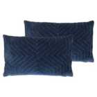 Furn. Mahal Polyester Filled Cushions Twin Pack Cotton Navy