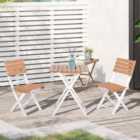 Outsunny 3Pcs Garden Bistro Set, Folding Outdoor Chairs and Table, Natural