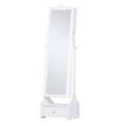 HOMCOM Mirrored Jewelry Cabinet Armoire Floor Standing With Lock Led Light White