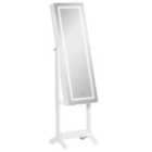 HOMCOM Mirrored Jewellery Cabinet With Led Light Lockable Jewellery Armoire White