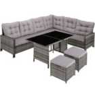 Tectake Garden Rattan Furniture Set Barletta - Grey With Light Grey Cushions