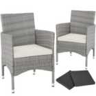 Tectake 2 Garden Chairs Rattan And 4 Seat Covers - Grey