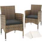 Tectake 2 Garden Chairs Rattan And 4 Seat Covers - Cream
