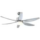 HOMCOM Reversible Ceiling Fan With Light 6 Blades Indoor Led Lighting Fan Silver