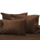 Todd Linens 6 Piece Silky Satin Breathable Duvet Cover Bedding Set - Chocolate Double