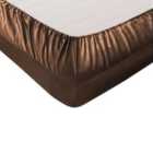 Todd Linens 4 Piece Silky Satin Breathable Duvet Cover Bedding Set - Chocolate Single