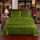 Todd Linens 6 Piece Silky Satin Breathable Duvet Cover Bedding Set - Olive Double