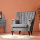 Living and Home Vintage Velvet Wingback Armchair - Grey