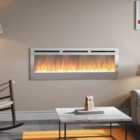 Living and Home Wall Mounted LED Electric Fireplace - Silver 60 Inch