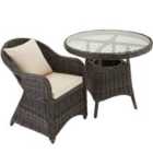 Tectake Zurich Rattan Bistro Set With 3 Armchairs And Table